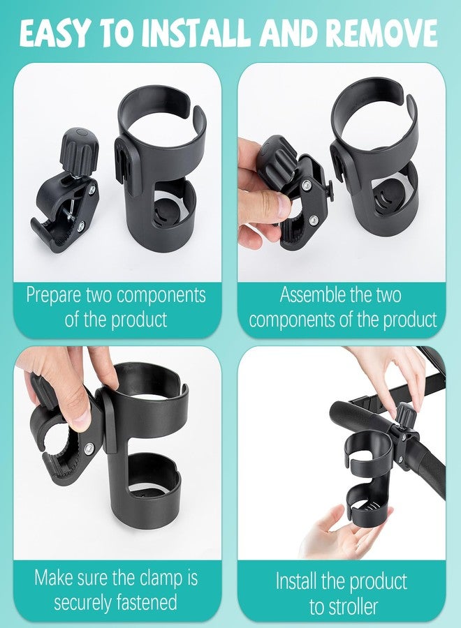Runhike Stroller Cup Holder Compatible with Thule,360° Rotatable Stroller Accessories with Large Caliber,Black - Image 4